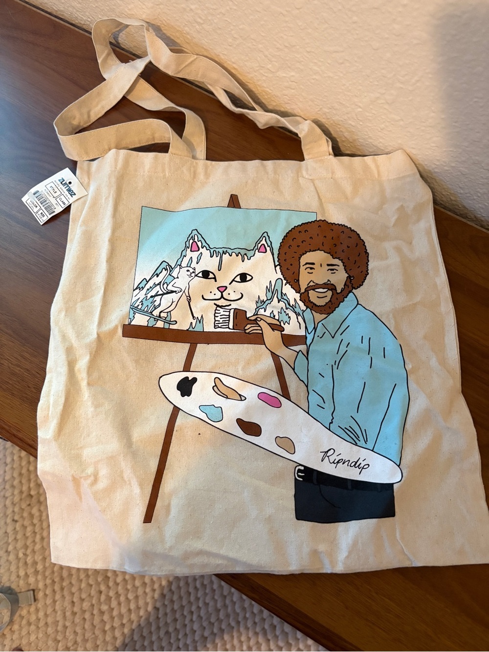 Zumiez Bob Ross Cream Canvas Tote